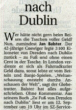 Zeitung, Sächsische Zeitung, 2006, Zu Fuß von Dresden nach Dublin, Buch
